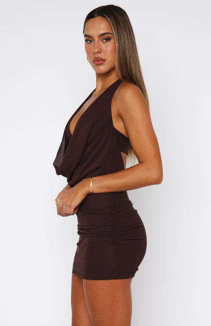 Better Than Revenge Mini Dress Chocolate