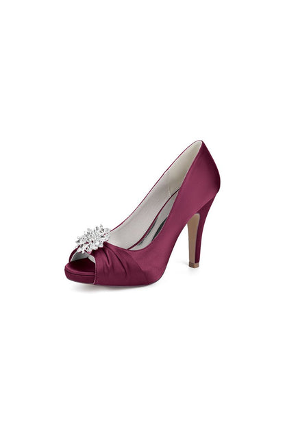 Fuchsia High Heels with a Shimmering Metal Accent