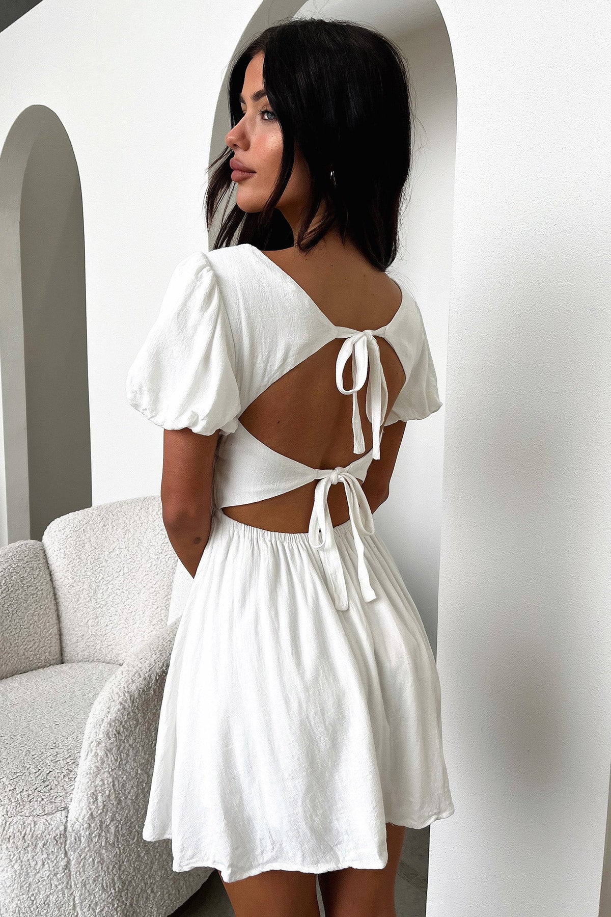 Whitney Square Neck Mini Dress - White